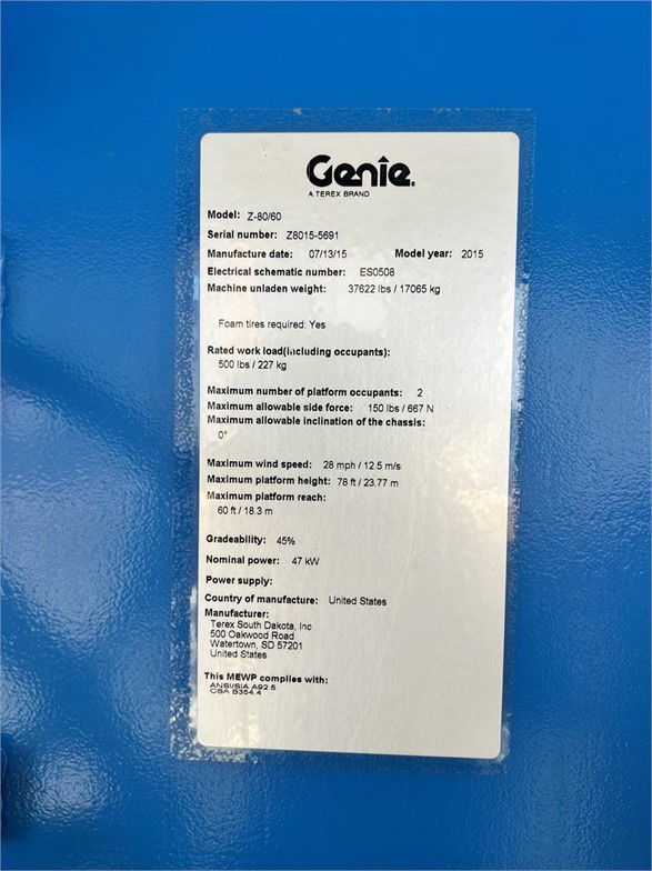 2015 Genie Z80/60 - Genie Boom Lifts